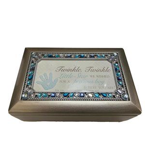 Twinkle Twinkle Champagne Silver Music Box/Jewelry Box Plays Jesus Loves Me READ